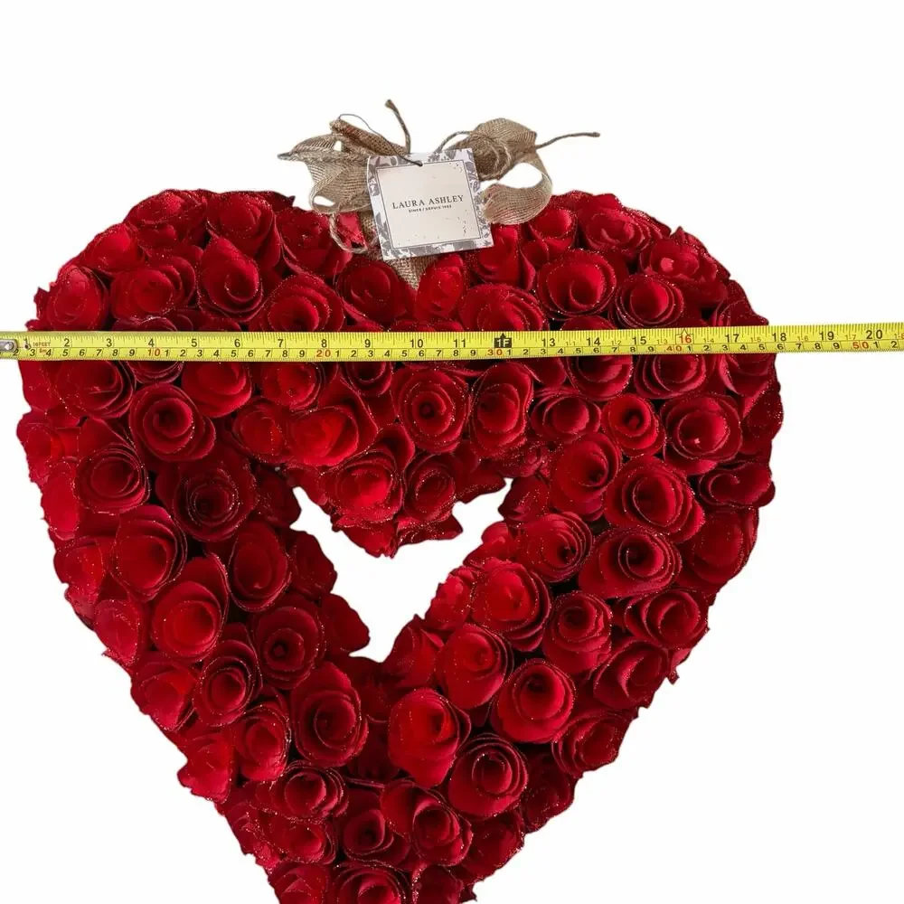 Laura Ashley Red Wood Curl Heart Wreath 20in Valentines Day Decor XO Love NEW